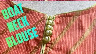 Boat neck blouse design cutting and stitching||simple and stylish back boat neck design asan