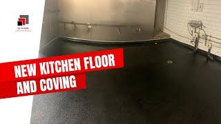 Worn Kitchen Floor With Pooling Water Issues Transformed With Commercial Epoxy Flooring System