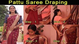 தமிழில் : Pattu Saree Draping | Step by Step Tutorial|Beginner Friendly | Lajree Designer | SD Vlogs