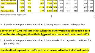 Multiple regression homework in SPSS