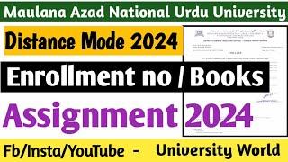 Manuu Distance Education Enrollment No/Books/Assignment 2024 | @UniversityWorld