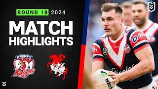 NRL 2024 | Roosters v Dragons | Match Highlights