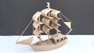 How to make a cardboard ship | Making a boat with cardboard | Cardboard ship model