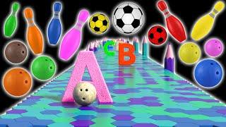  Kinetic Sand Alphabet Soccer Balls Colors!  Fun Learning with Bowling Ball for Children! 