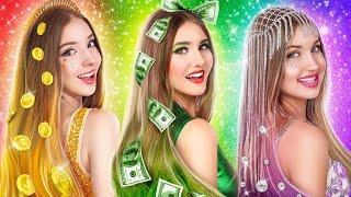 Abbiamo adottato tre gemelle! Ragazza d'oro vs. ragazza dollaro vs. ragazza diamante!