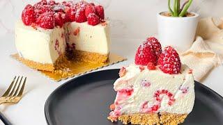 No bake raspberry white chocolate cheesecake /تشيزكيك التوت بدون فرن