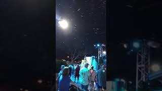 Snowing at Disney at night