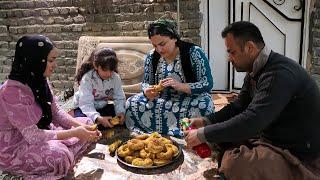 Chicken and potato donuts | rural life of Iranian girls| Iranian cooking