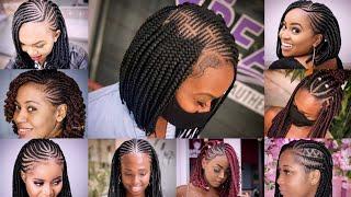 Amazing Feed In Braids And Cornrows Hairstyles For Women | Stunning Feed In Braids Braided Bob Style