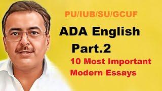 BA ADA Part.2 English 10 Most Inportant Essays Annual 2024 Exams Punjab University | PU/SU/GCUF/QAU