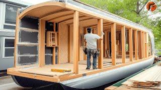 Man Builds Incredible Houseboat for Family | Start to Finish Build by @adrianwoodworm