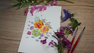 Watercolor flower painting 수채화 꽃그리기