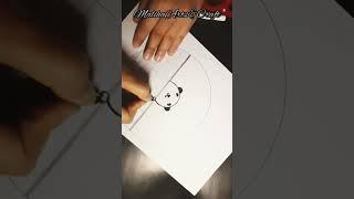 #easy circle panda drawing #satisfying #youtubeshorts #artsandcraft#paperdrawing panda#artsandcrafts