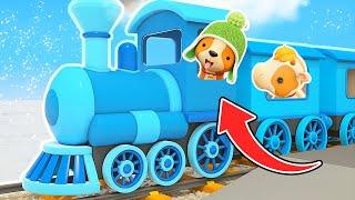 The colored trains for kids & animals for kids. Car cartoons for kids & train cartoons for children.