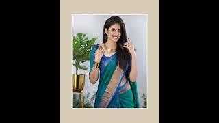 SGF11- Women's Kanjivaram Zari Woven Soft Silk Saree With Unstiched Blouse Piece (Rama Green)