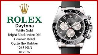 ▶ Rolex Daytona White Gold Bright Black Dial Oysterflex Rubber Bracelet 126519LN - REVIEW