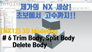 [NX12 Lecture] - (3d Modeling)#6 Trim Body, Split Body, Delete Body