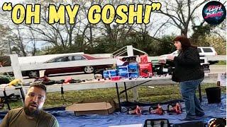 Car Literally DROVE over her inventory at this garage sale!