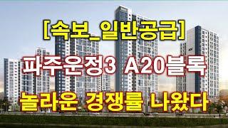 [속보] 파주운정3지구 A20블록 공공분양 일반공급 청약 경쟁률 결과 나왔다 + 파주 아파트 + 파주 부동산 + 파주 운정신도시