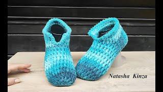 САМЫЕ ПРОСТЫЕ ТАПОЧКИ ЗА 2 ЧАСА БЕЗ ШВА! МК ДЛЯ НОВИЧКОВ!/ KNITTED SLIPPERS