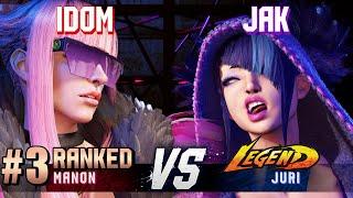 SF6 ▰ IDOM (#3 Ranked Manon) vs JAK (Juri) ▰ High Level Gameplay