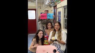 Soldier surprises girlfriend for her birthday and proposes on the train 