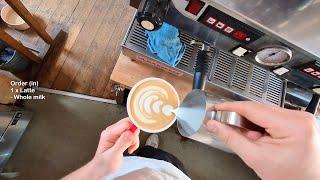 POV- Barista works at a cozy cafe in London