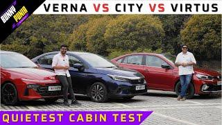 Which C-sedan has the quietest cabin with the least noise levels? Verna vs City vs Virtus Comparison