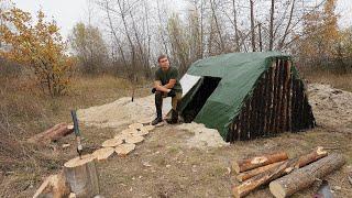 Building a shelter for survival in 7 days in the wild, shelter in the ground