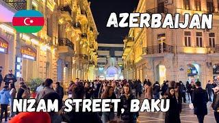 Nizam Street Walking Tour | BAKU Night Life | Azerbaijan | 4K HDR