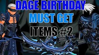 AQW Must Get Dage Birthday Items #2 | Boss Drops - Merge Shops - Seasonal Items!