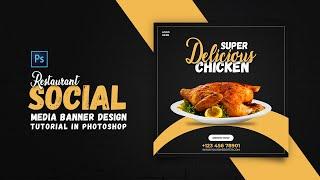 Restaurant Social Media Banners Design | Adobe Photoshop Tutorial | Speed Art | Grafix Mentor