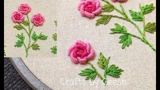 Bullion knot Rose hand embroidery tutorial - easy bullion knot - Brazilian embroidery - Lesson 53