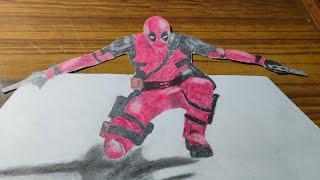 3d drawing deadpool #marvel #deadpool #drawing #art #howtosketch #shorts #shortsvideo