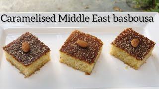 Caramelised basbousa recipe |unique basbousa recipe|Middle East dessert | basbousa recipe| Rava cake