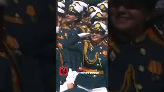 Russian Womens Army Parade with many smiling women