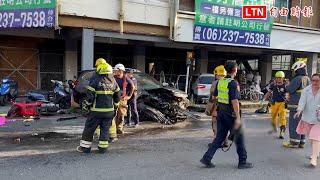 成大校區外重大車禍！休旅車高速衝出校園撞多車 釀1死4傷(民眾提供)