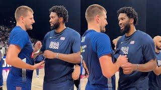 Nikola Jokic's Reaction When Embiid Came Up to Him to Greet before Their Duel SERBIA vs USA