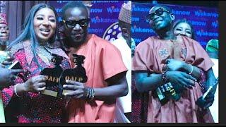 Watch Mide Martins Hugs Her Husband,Afeez Owo on Stage as He Wins Best Director & ₦500,000!