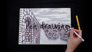 여행 스케치  펜화 그리기 스페인 세고비아 / Draw a travel sketch with a pen (Spain Segovia)