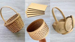 3 IDEAS AMAZING CARDBOARD BASKET | Cardboard Basket Decor | Cardboard Recycling | Arts & Crafts