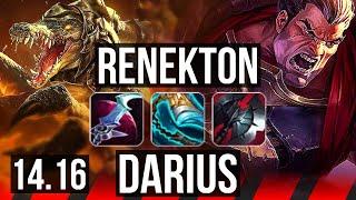 RENEKTON vs DARIUS (TOP) | 7 solo kills, 11/2/10, Godlike | EUW Master | 14.16