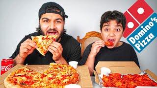 Dominos Pizza & Hot Wings MUKBANG With My Little Brother