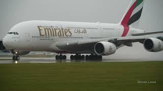 A380 | WET take-off | GROWLING  engine SOUND!