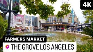 Visiting The Grove and Farmers Market in Los Angeles. Water fountain show, trolley, shopping, foodie