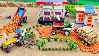 DIY tractor mini petrol pump making bricks road construction science project‪ | @sunfarming7533​