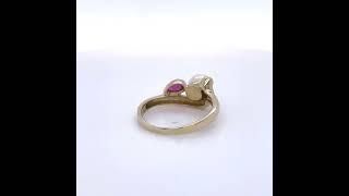 Perlenring Brillant Rubin Edelsteine Gelbgold 585 Japanische Akoyaperle makellos weiß rose Top Lus