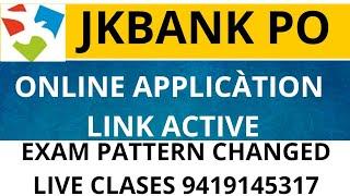 JKBANK PO | APPLY ONLINE NOW | LINK ACTIVE  | AGE |ELIGIBILTY|JOIN LIVE BATCH CALL 9419145317