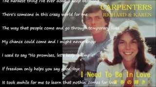 I Need To Be In Love (青春の輝き) ／ CARPENTERS