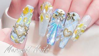 Mermaid Nails ‍️🪸🫧 3D Effect Nail Art / Nail Art / Self Nail / Nail ASMR